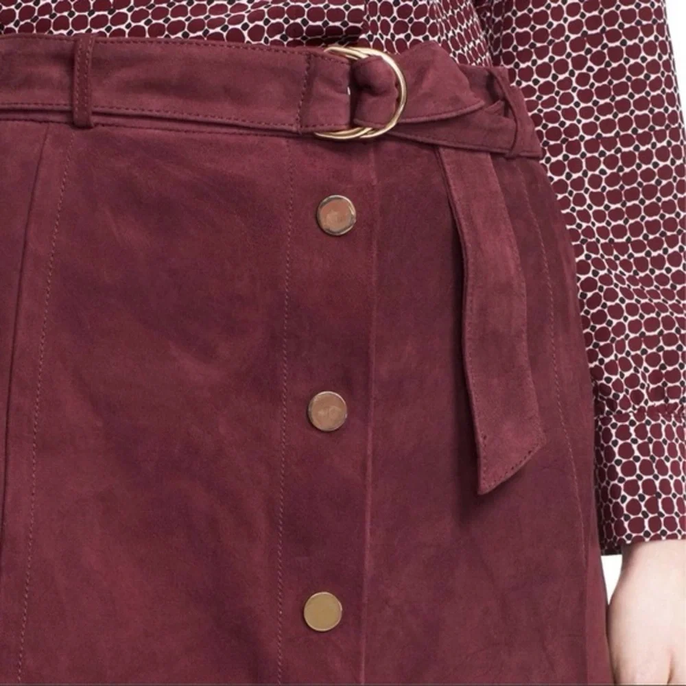 NWT $578 Kate Spade Belted Suede A-Line Skirt